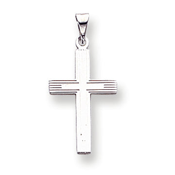 14K White Gold Solid Cross Pendant