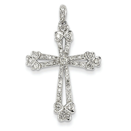 0.4 Carat 14K White Gold Diamond Cross Pendant