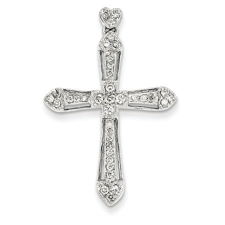 0.3 Carat 14K White Gold Diamond Cross Pendant