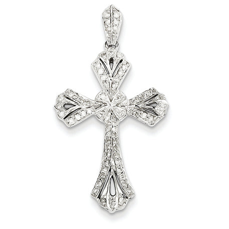 0.4 Carat 14K White Gold Diamond Cross Pendant
