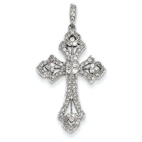 0.5 Carat 14K White Gold Diamond Cross Pendant