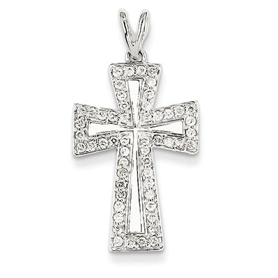 0.4 Carat 14K White Gold Diamond Cross Pendant