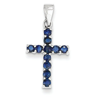 0.7 Carat 14K White Gold Sapphire Cross Pendant