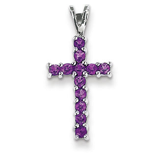 0.5 Carat 14K White Gold Amethyst Cross Pendant