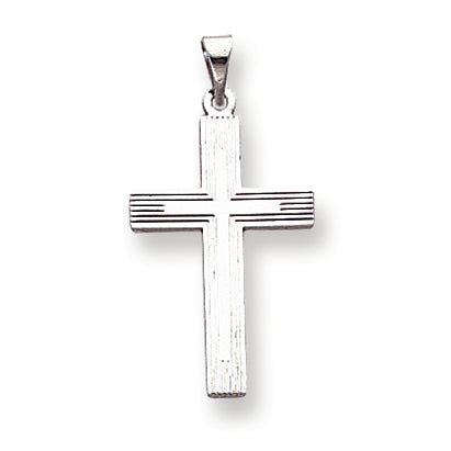 14K White Gold Solid Cross Pendant