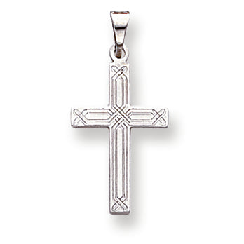 14K White Gold Solid Cross Pendant