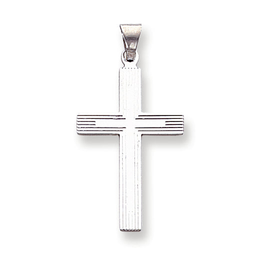 14K White Gold Solid Cross Pendant