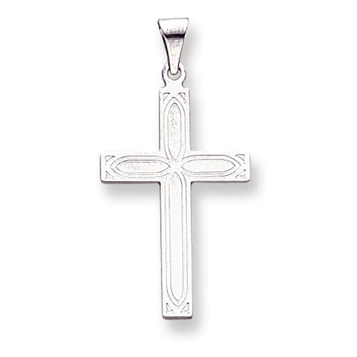 14K White Gold Solid Cross Pendant