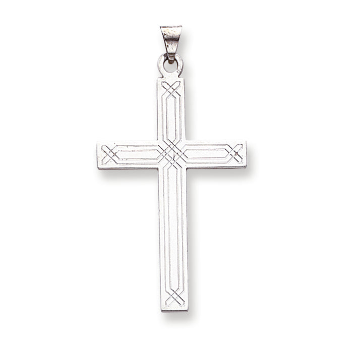 14K White Gold Solid Cross Pendant