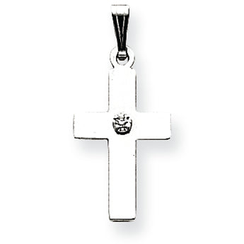 14K White Gold .01ct. Diamond Cross Pendant