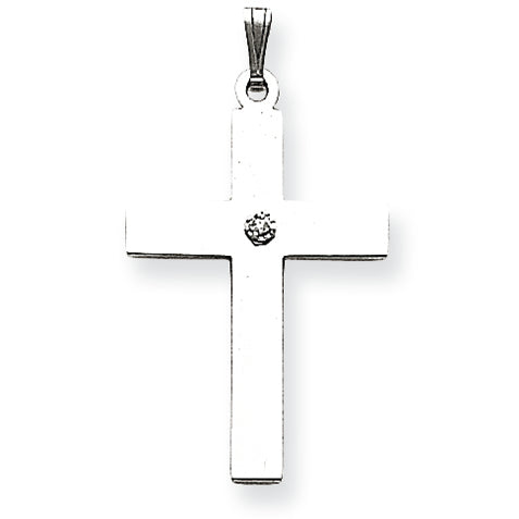 14K White Gold .02ct. Diamond Cross Pendant