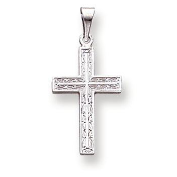 14K White Gold Solid Cross Pendant
