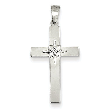 14K White Gold .01ct Diamond Cross Pendant