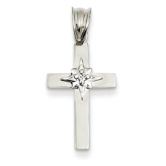 14K White Gold .01ct Diamond Cross Pendant