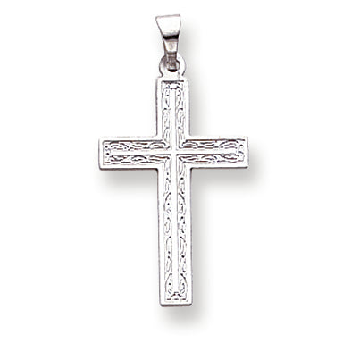 14K White Gold Solid Cross Pendant