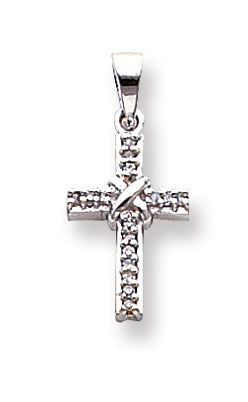 0.1 Carat 14K White Gold Diamond Latin Cross Pendant
