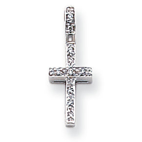 0.1 Carat 14K White Gold Diamond Latin Cross Pendant