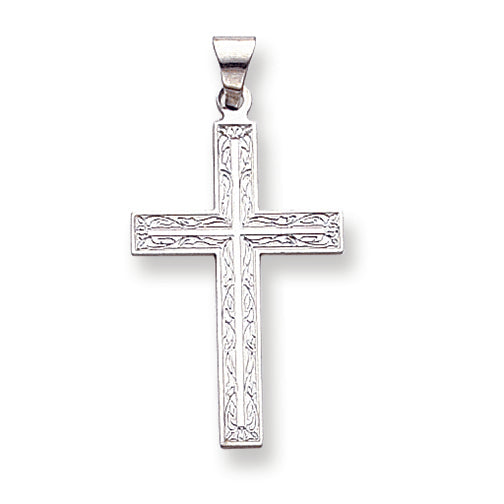 14K White Gold Solid Cross Pendant