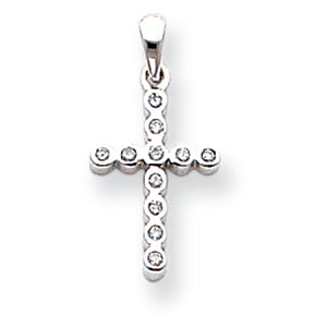 0.1 Carat 14K White Gold Diamond Cross Pendant