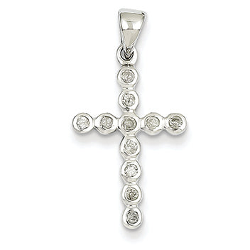 0.2 Carat 14K White Gold Diamond Cross Pendant