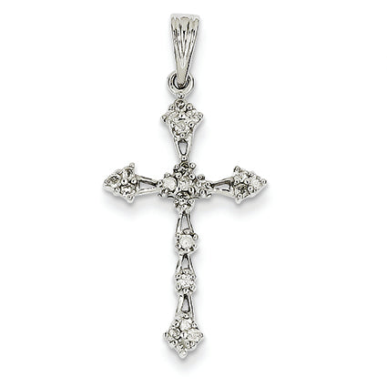 0.3 Carat 14K White Gold Diamond Cross Pendant