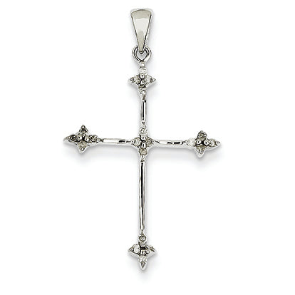 0.1 Carat 14K White Gold Diamond Cross Pendant