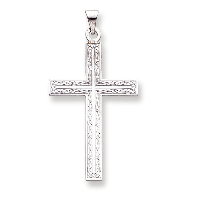 14K White Gold Solid Cross Pendant