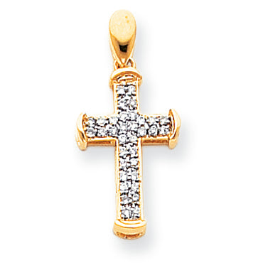 0.2 Carat 14K Gold & Rhodium Diamond Cross Pendant