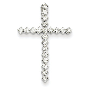 0.4 Carat 14K White Gold Diamond Cross Pendant