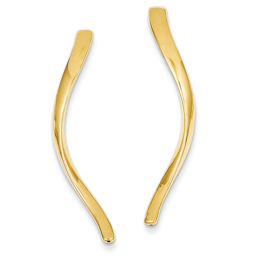 14K Gold Long Curled Post Earrings