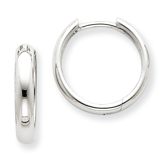 14K White Gold Hinged Hoop Earrings