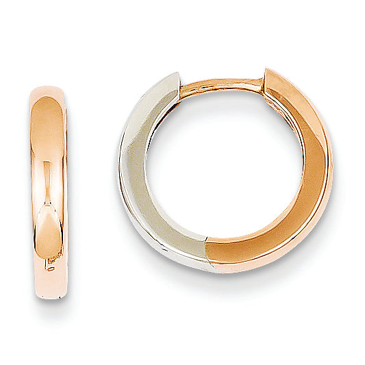 14K White Gold/Rose Gold Hoop Earrings