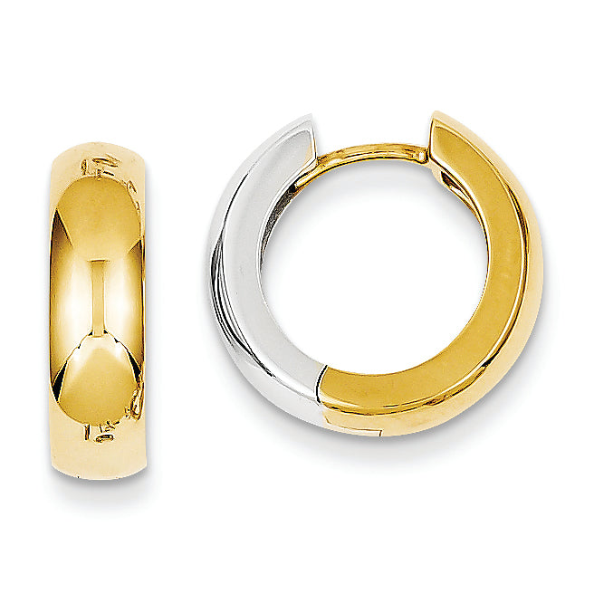 14K Gold Two tone Hoop Earrings