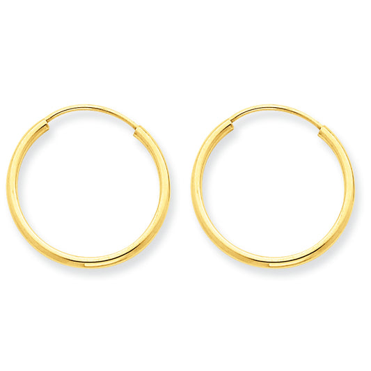 14K Gold 1.5mm Polished Round Endless Hoop Earrings