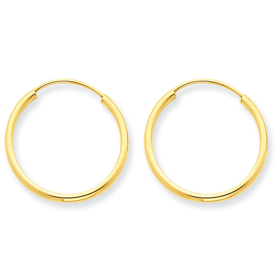 14K Gold 1.5mm Polished Round Endless Hoop Earrings