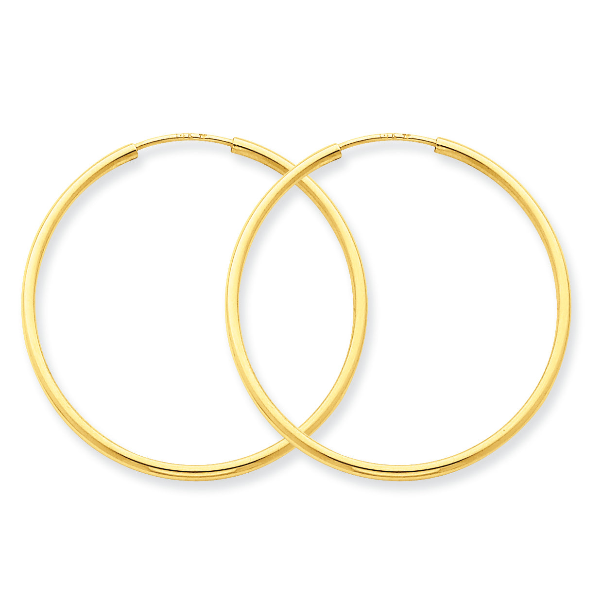 14K Gold 1.5mm Polished Round Endless Hoop Earrings