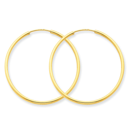 14K Gold 1.5mm Polished Round Endless Hoop Earrings