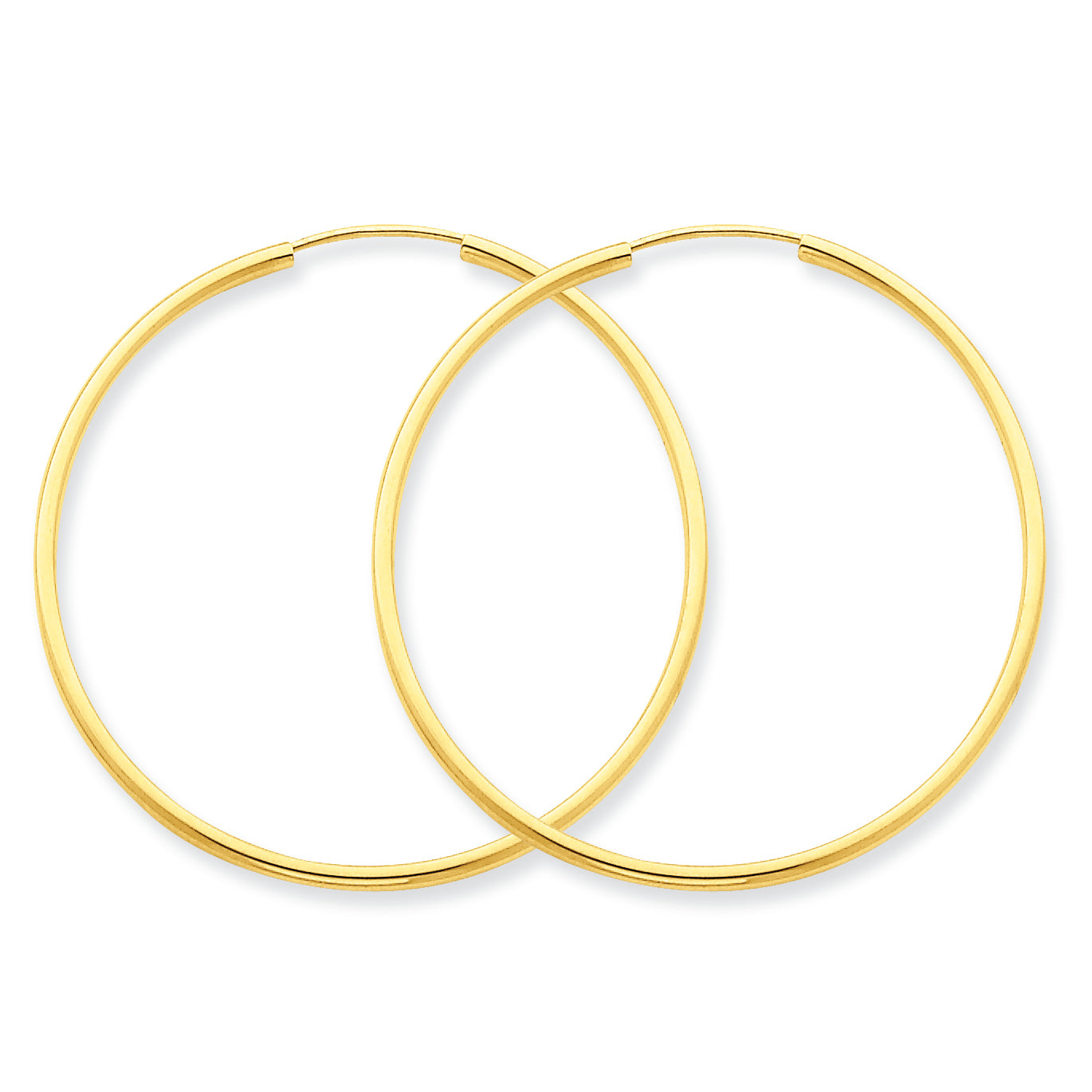 14K Gold 1.5mm Polished Round Endless Hoop Earrings