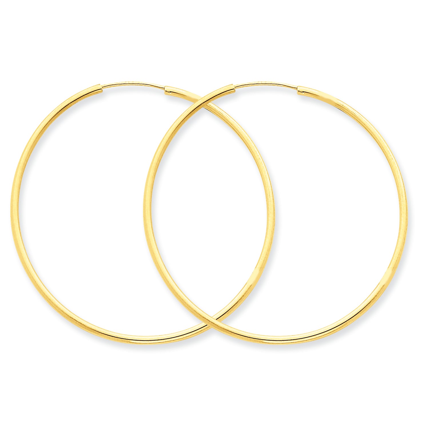 14K Gold 1.5mm Polished Round Endless Hoop Earrings