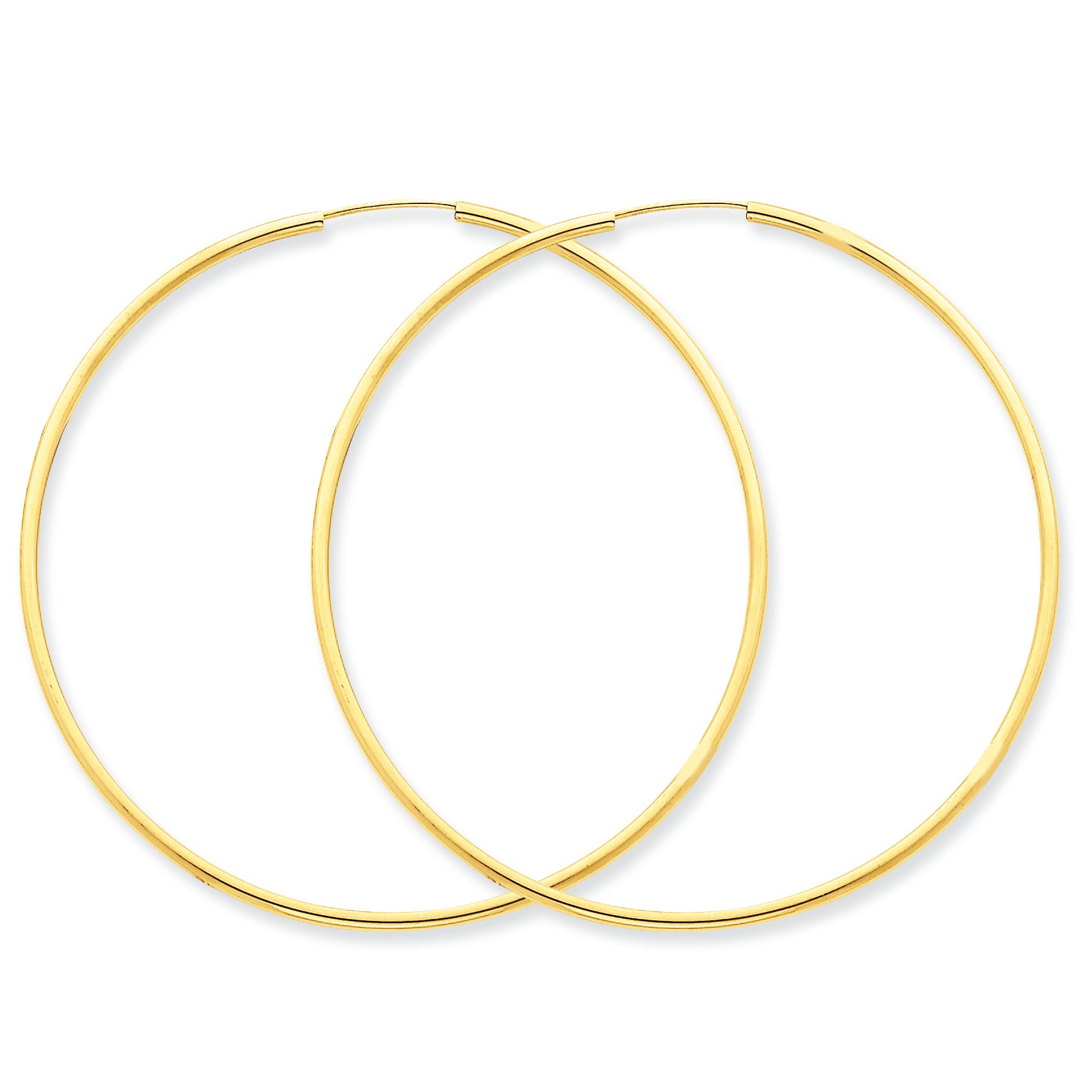 14K Gold 1.5mm Polished Round Endless Hoop Earrings