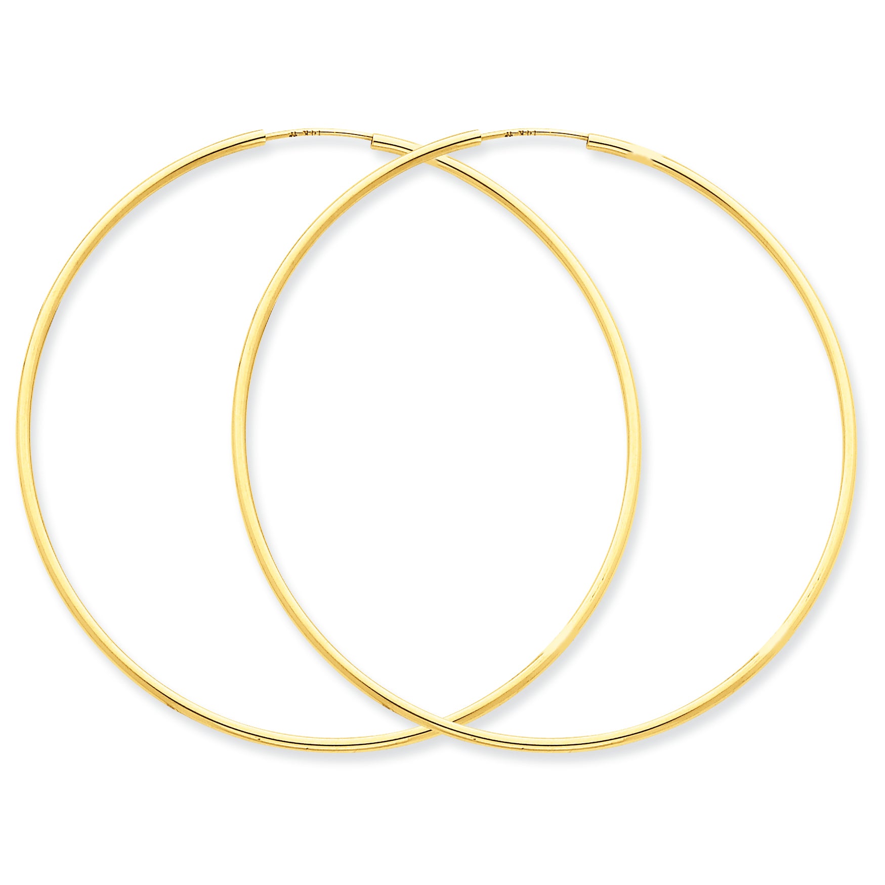 14K Gold 1.5mm Polished Round Endless Hoop Earrings