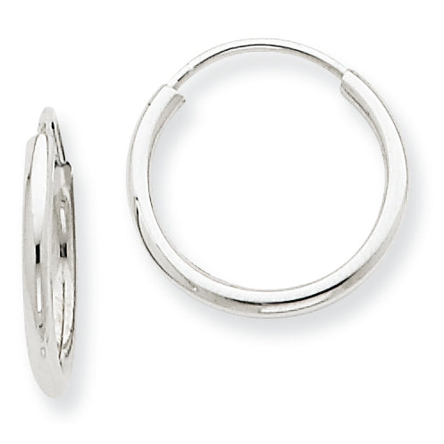 14K White Gold 1.5mm Polished Endless Hoop Earrings