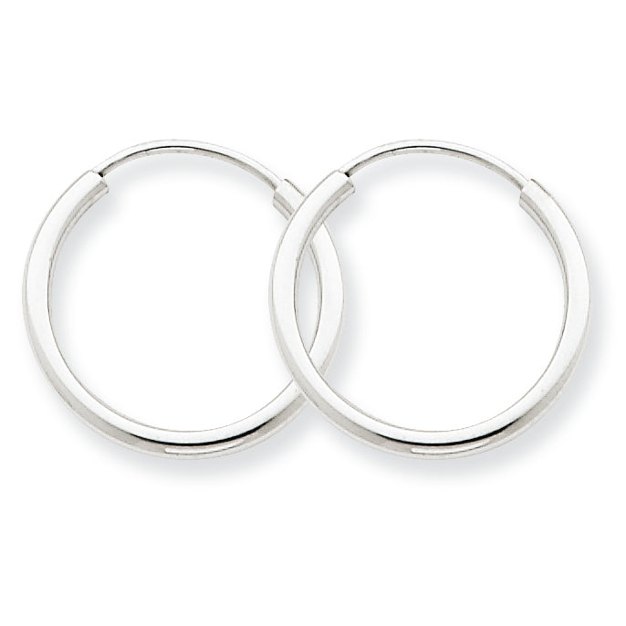 14K White Gold 1.5mm Polished Endless Hoop Earrings