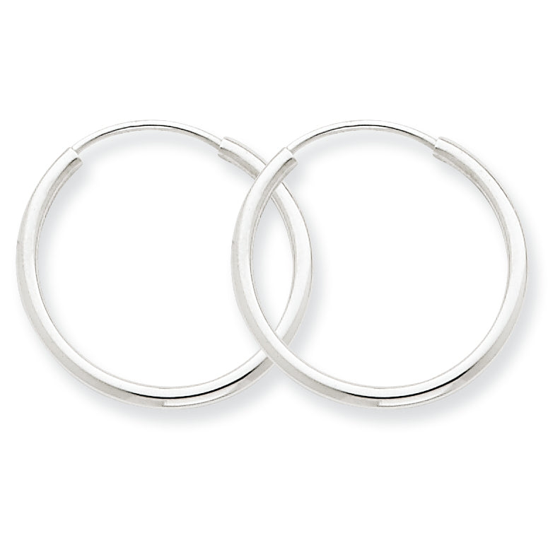 14K White Gold 1.5mm Polished Endless Hoop Earrings