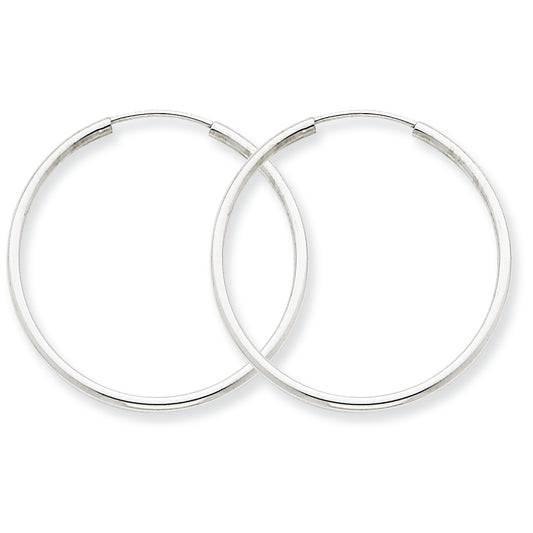 14K White Gold 1.5mm Polished Endless Hoop Earrings