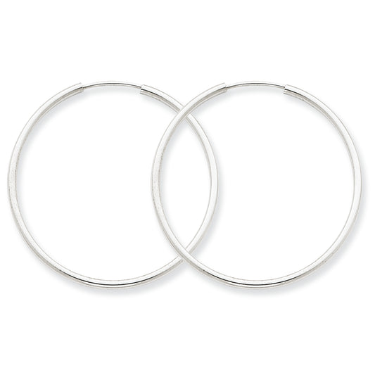 14K White Gold 1.5mm Polished Endless Hoop Earrings