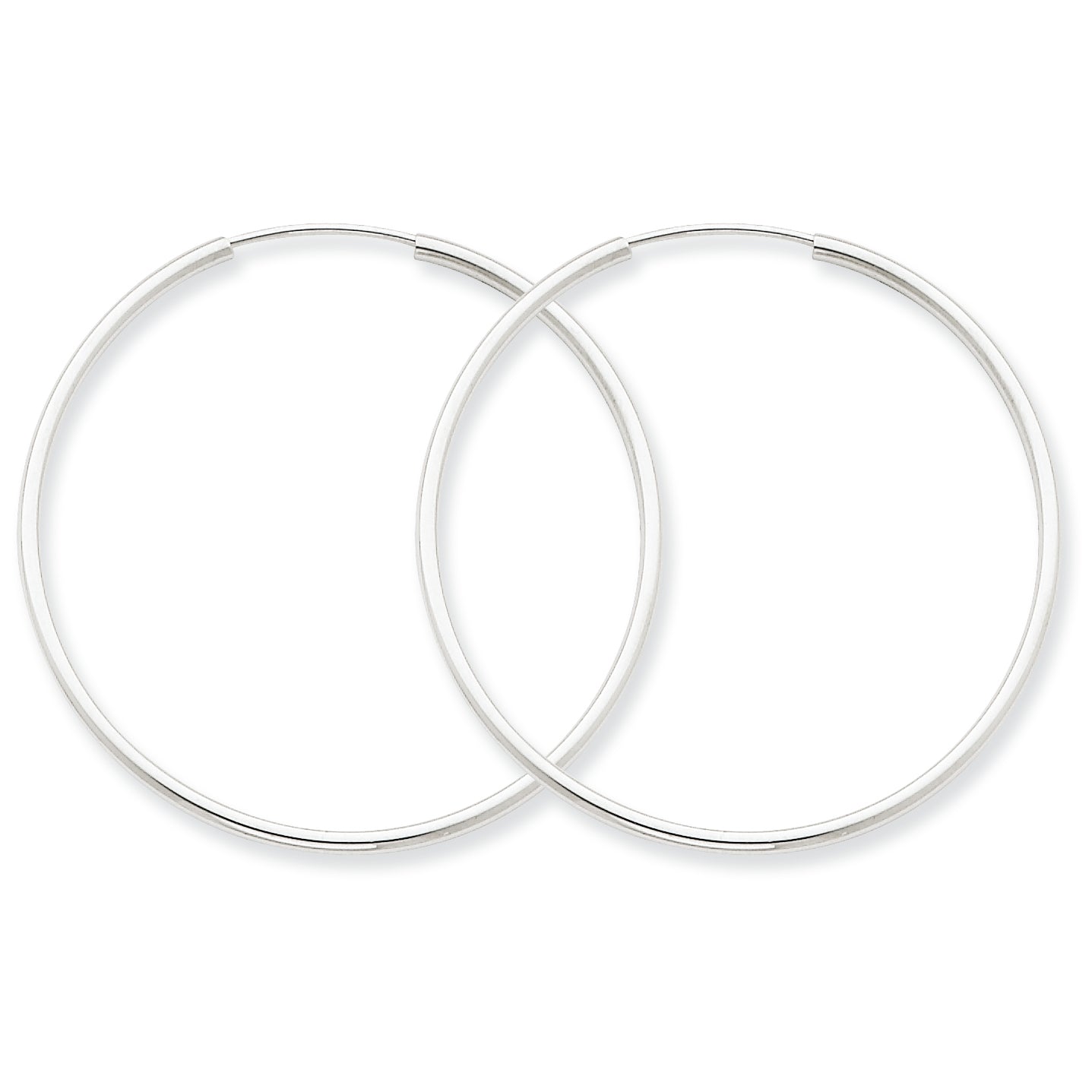 14K White Gold 1.5mm Polished Endless Hoop Earrings