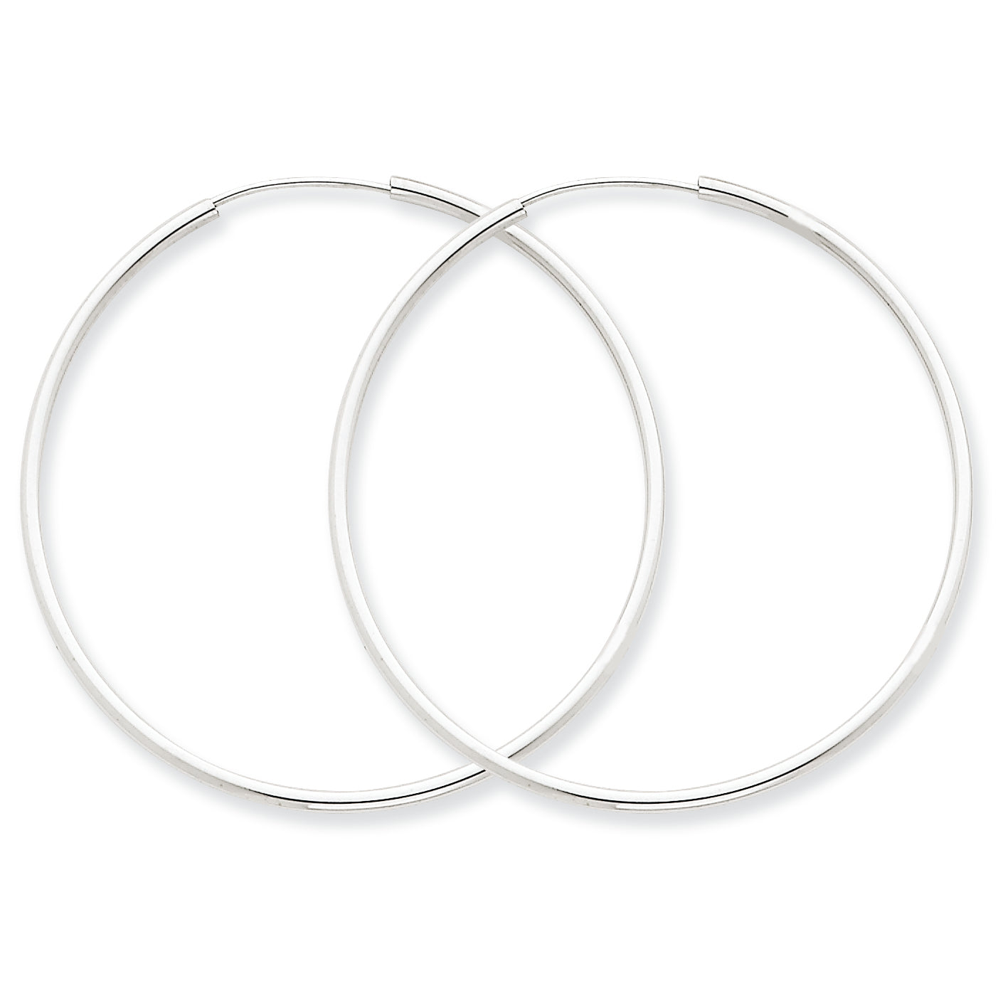14K White Gold 1.5mm Polished Endless Hoop Earrings