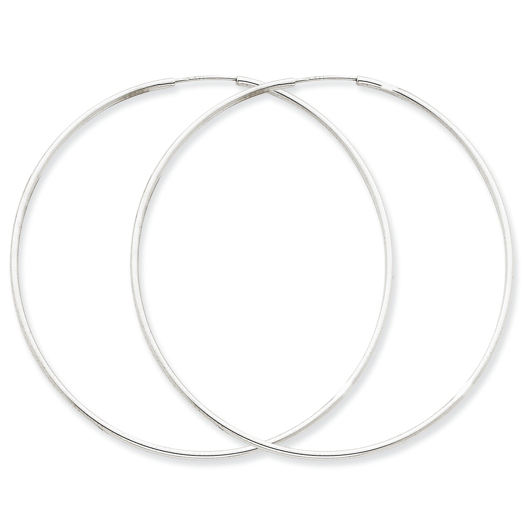 14K White Gold 1.5mm Polished Endless Hoop Earrings