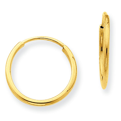 14K Gold 1.25mm Endless Hoop Earring